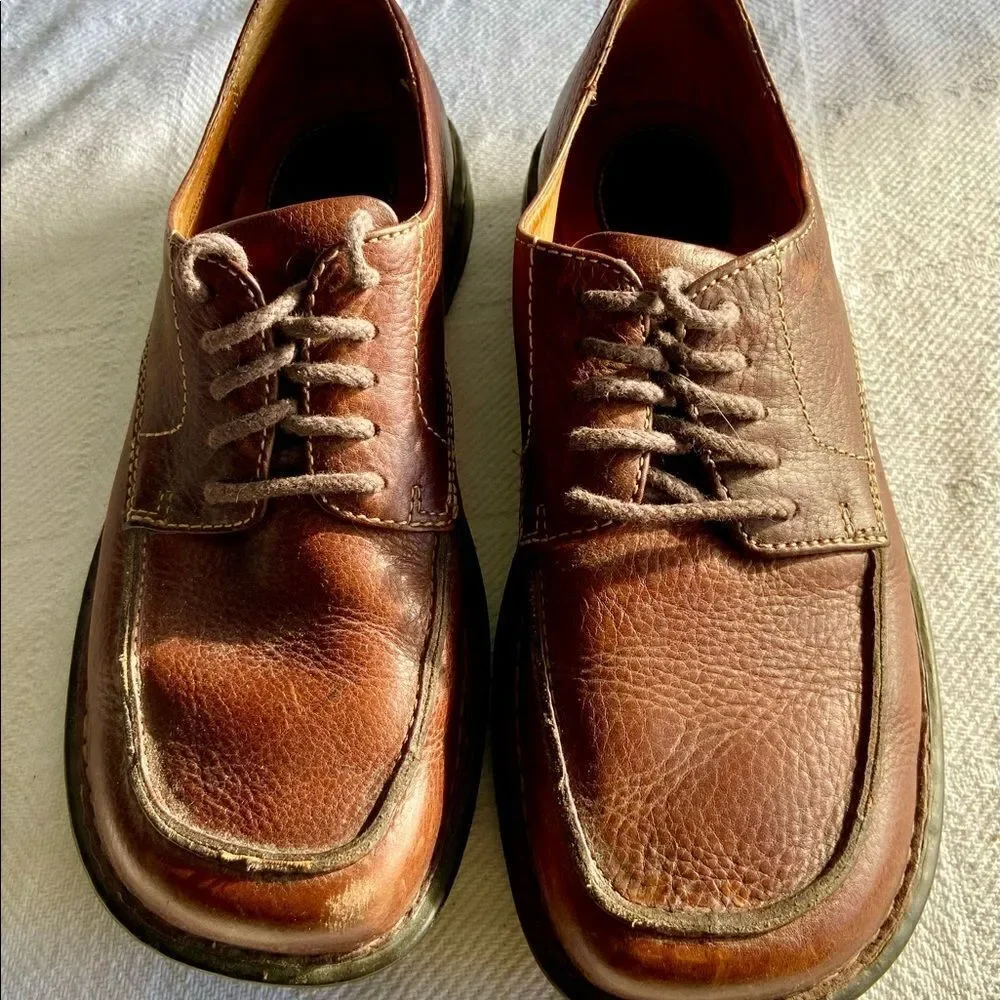 Born Casual Oxford M6307 Men US 9 M, Eur 42.5 Brown Pebbled Leather